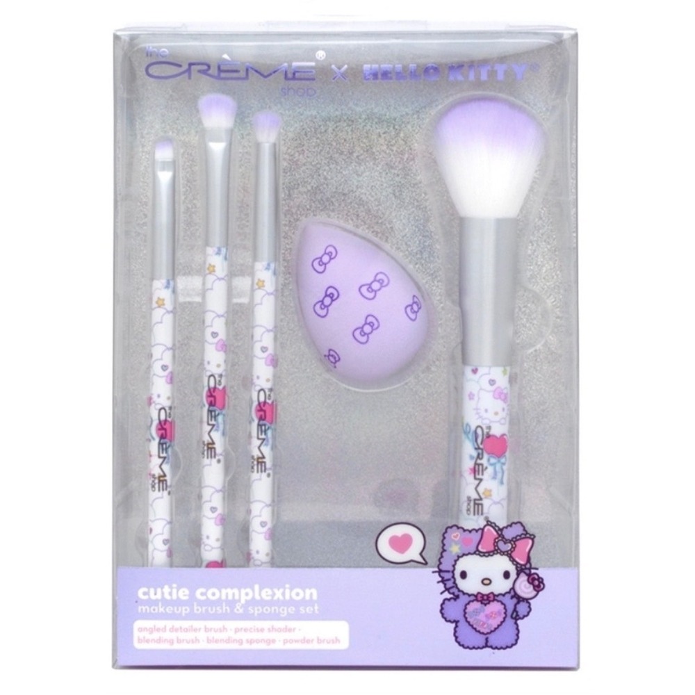 NEW The Creme Shop x Hello Kitty Cutie Complexion Brush Sponge‎ Set 5pc Purple
